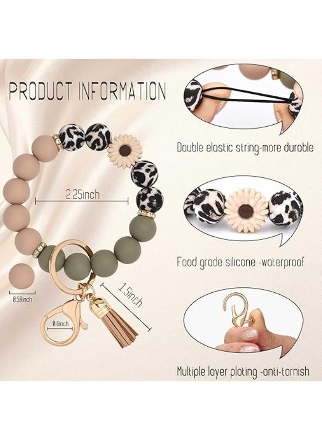 Silicone Beaded Keychain Wristlet Key Ring Bracelet Cute Car Key Chain Holder for Women Girls - Image 5